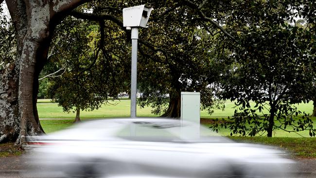 A motorists drives past a fixed speed camera in Melbourne’s eastern suburbs. Picture: Jeremy Piper