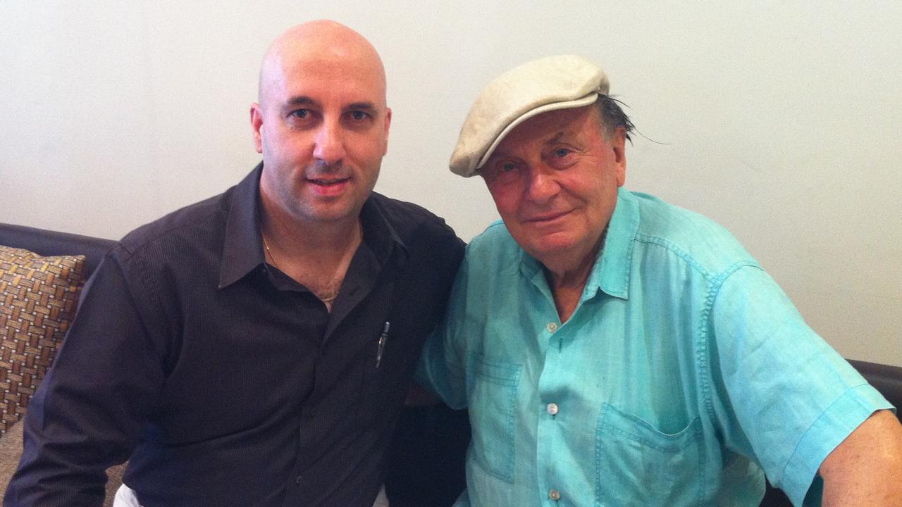 Owner Nick Cardone with comedian Barry Humphries at Cardone's. Picture: File