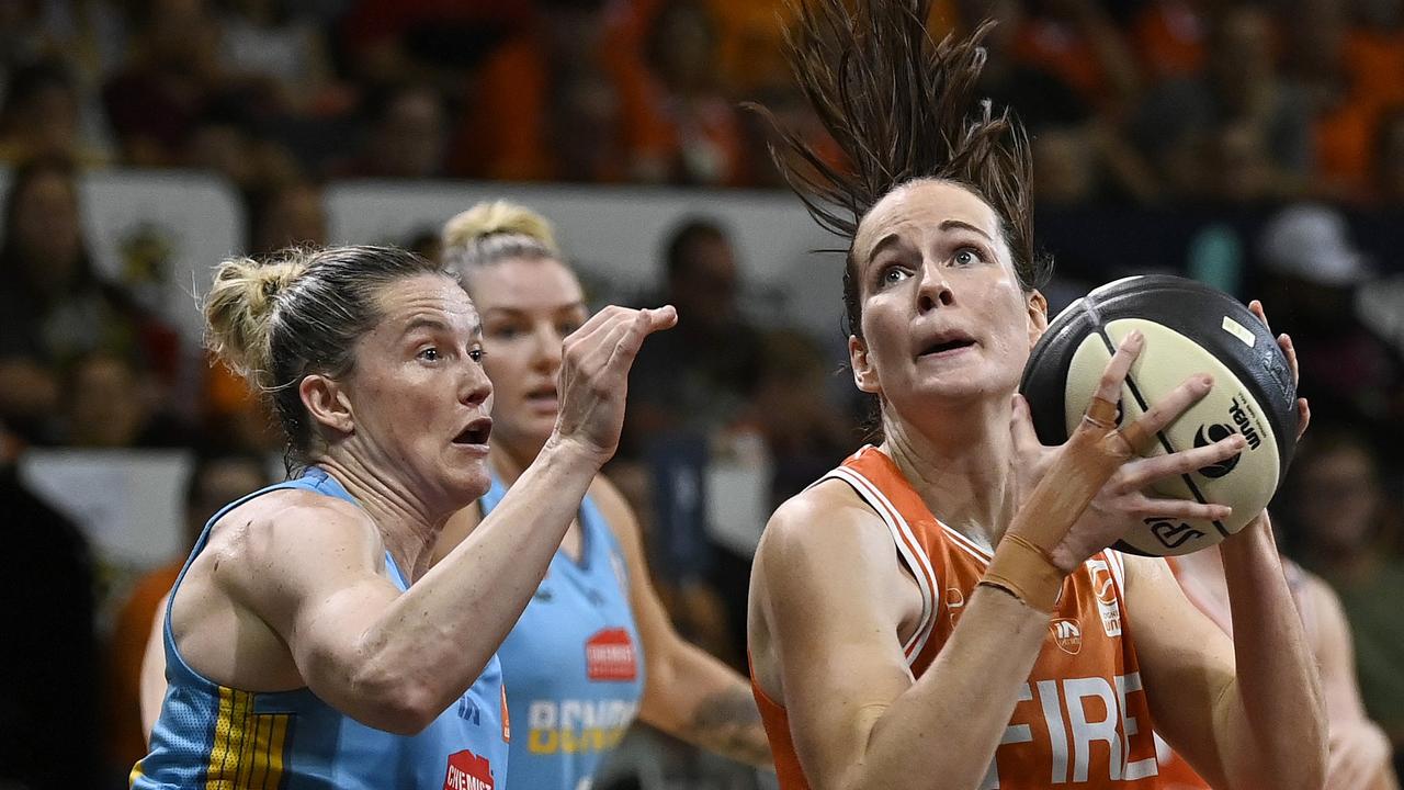 Alicia Froling of the Fire shoots during game two of the WNBL Grand Final series between Townsville Fire and Bendigo Spirit at Townsville Entertainment Centre, on March 09, 2025, in Townsville, Australia. (Photo by Ian Hitchcock/Getty Images)