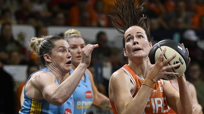 Alicia Froling of the Fire shoots during game two of the WNBL Grand Final series between Townsville Fire and Bendigo Spirit at Townsville Entertainment Centre, on March 09, 2025, in Townsville, Australia. (Photo by Ian Hitchcock/Getty Images)