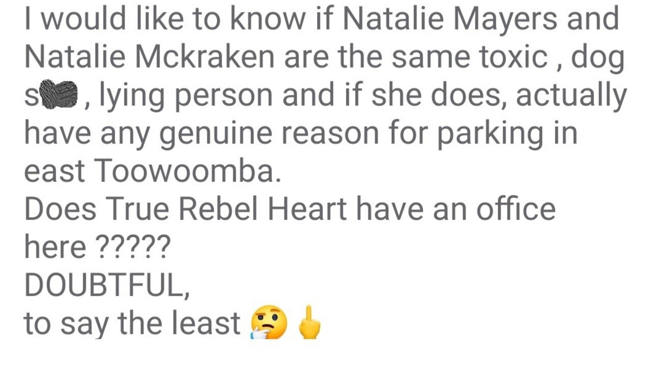 Natalie Mayers has received harassing messages from the woman who threw dog poo onto her parked car shortly before Christmas. January 3, 2023. Picture: supplied.