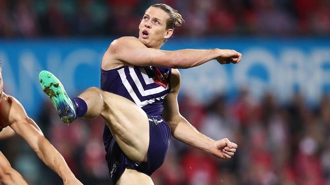 Nat Fyfe in action against Fremantle.