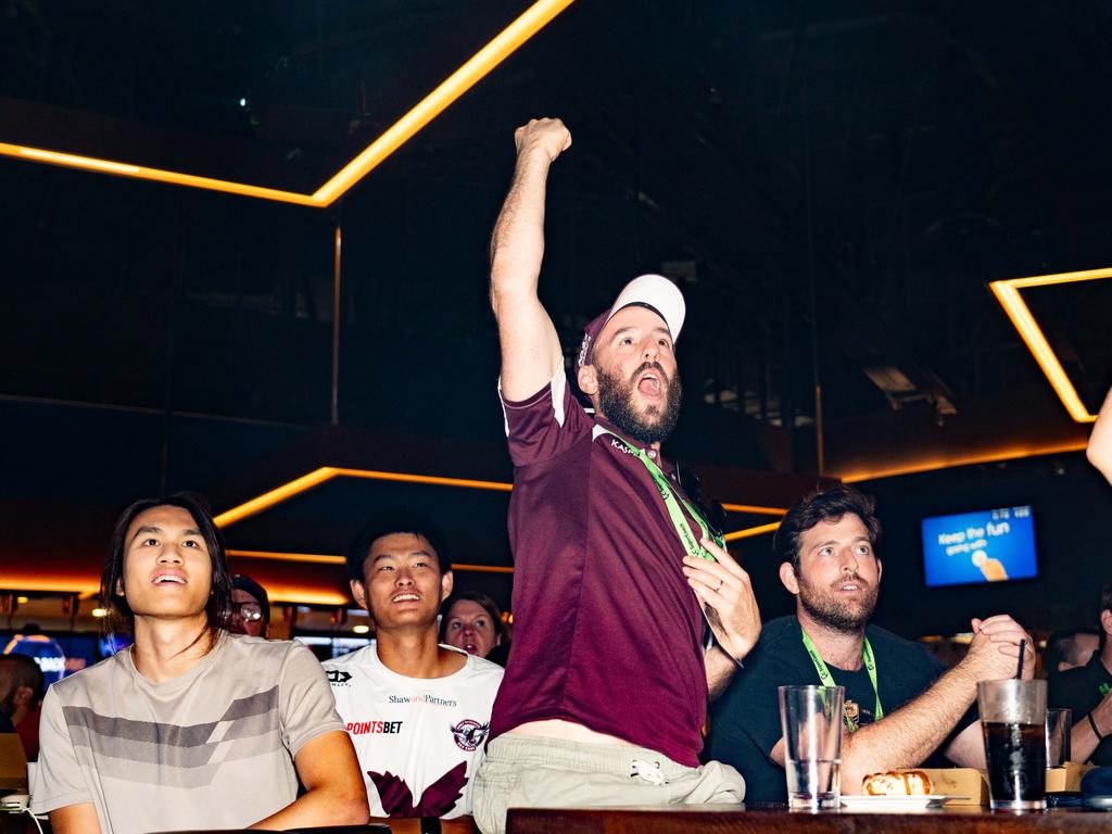 NRL fans get excited at the SuperCoach Viva non-Vegas Party at the Star Casino in Sydney. Picture: Tom Parrish