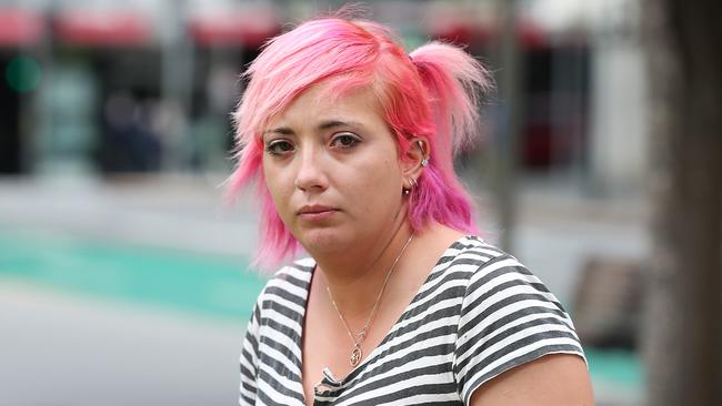 Jessica Maree Laing outside the Brisbane District Court where she was sentenced for a wounding. Photographer: Liam Kidston