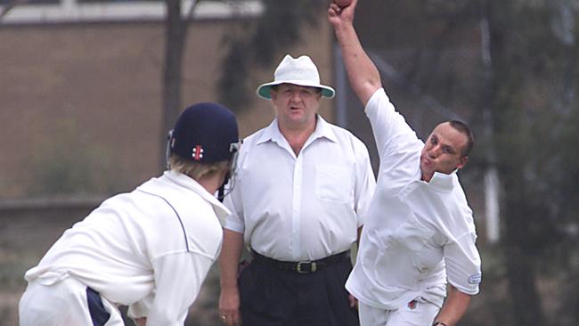 Newcomb’s Frank Canadillas bowls against Collendina in January, 2003.