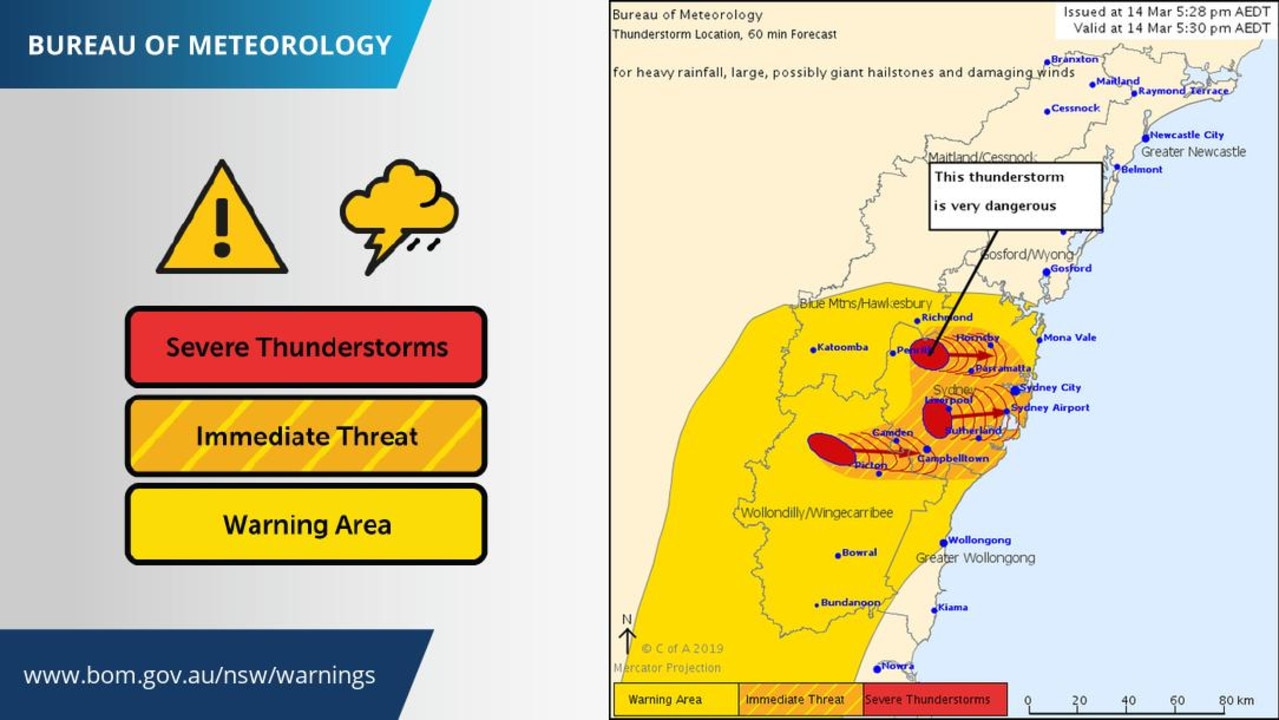 The Bureau has updated its severe weather warning for Sydney.