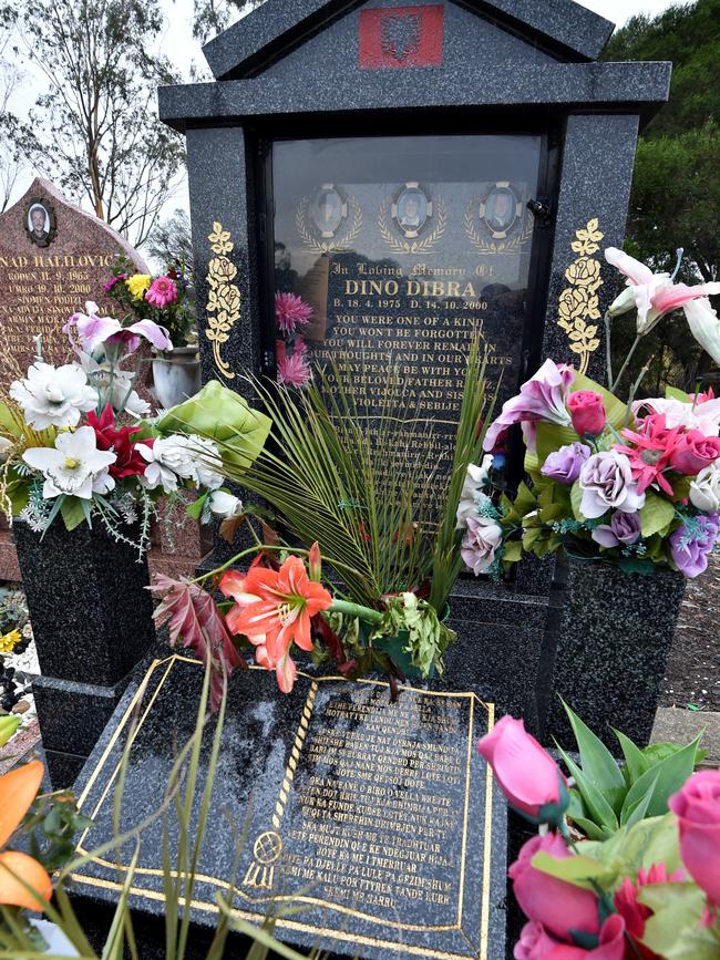 The grave of Dino Dibra in Fawkner Cemetery. Picture: Jay Town