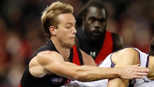 Darcy Parish’s form has been a bright spot for the struggling Bombers. Picture: AFL Photos/Getty Images