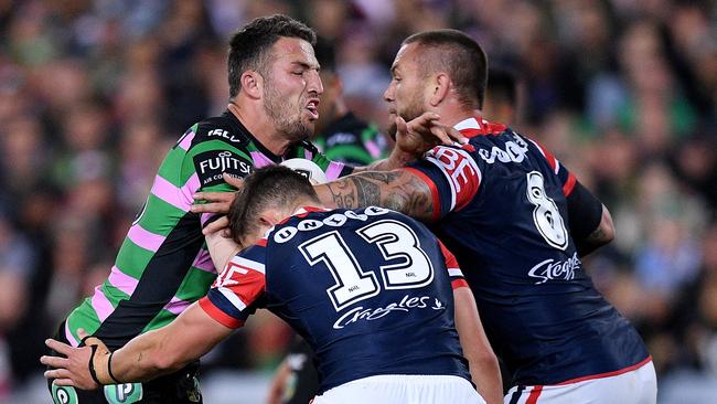 The Roosters held on in a torrid affair. AAP Image/Dan Himbrechts.