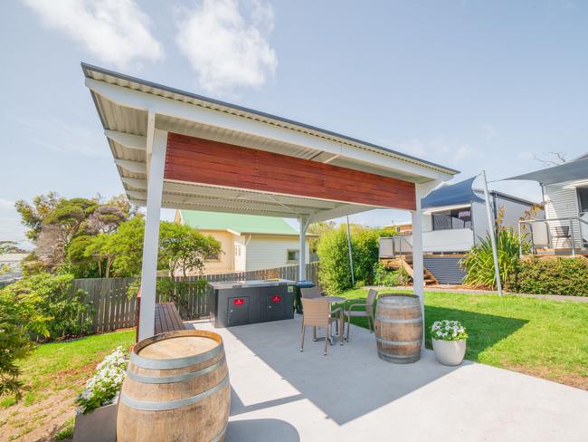 The outdoor barbecue area at the Bridport Beach Cottages. Picture: SUPPLIED