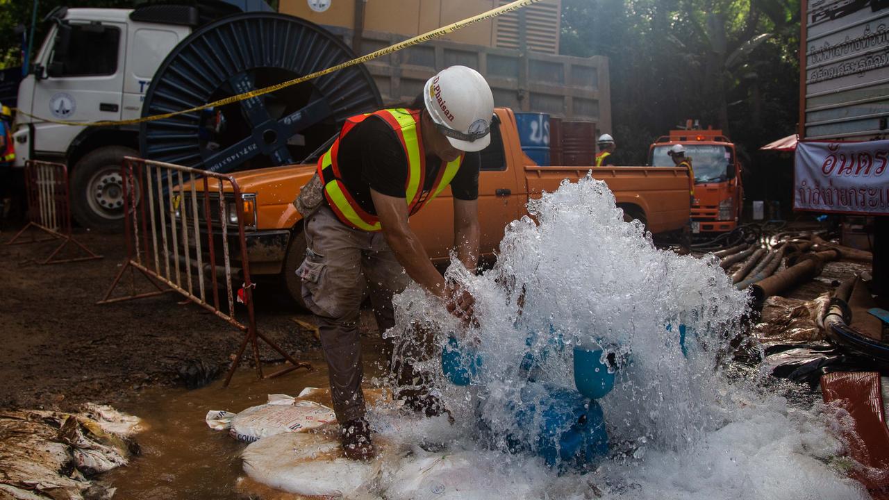 The massive water pumps that push water out 200 million litres of liquid from the cave complex. Picture: Lauren DeCicca/Getty Images.