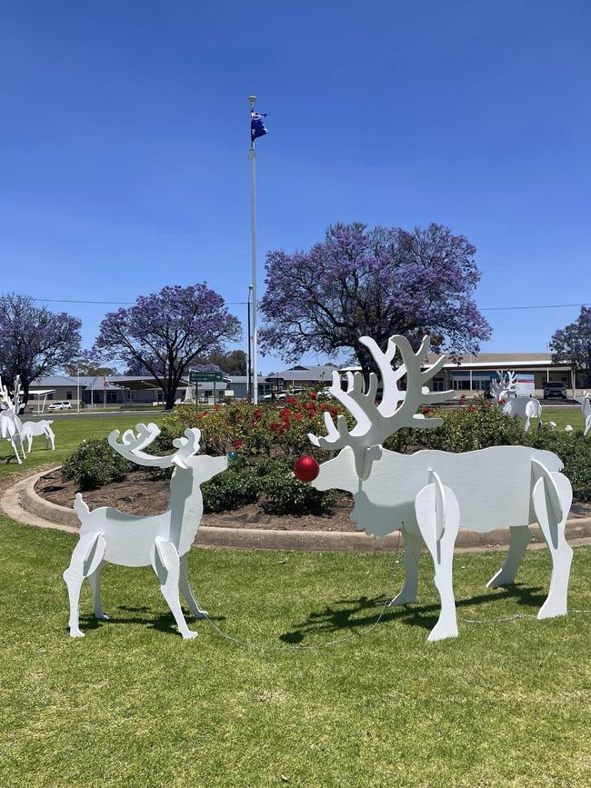 The reindeer were installed to bring festive cheer to the flood-affected community. Picture: Christmas in Waikerie / Facebook