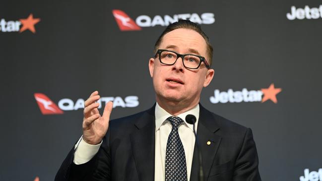 Qantas CEO Alan Joyce has upped the stakes in the airline’s “incentives for vaccination” offer, promising 10 families of four free flights for a year. Picture: NCA NewsWire/Jeremy Piper