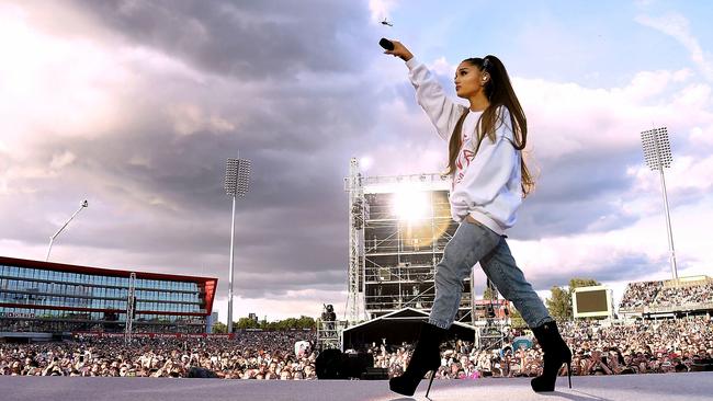 Ariana Grande performs on stage during the One Love Manchester Benefit Concert in Manchester, following the terror attack which killed 22 of her fans. (Pic: Kevin Mazur/Getty)