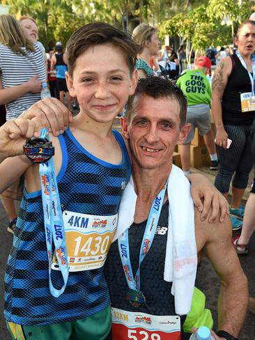 City2Surf 2017. Darren Peacock, (winner of 12.7km City2Surf) with son, Joshua 5th PICTURE: Patrina Malone