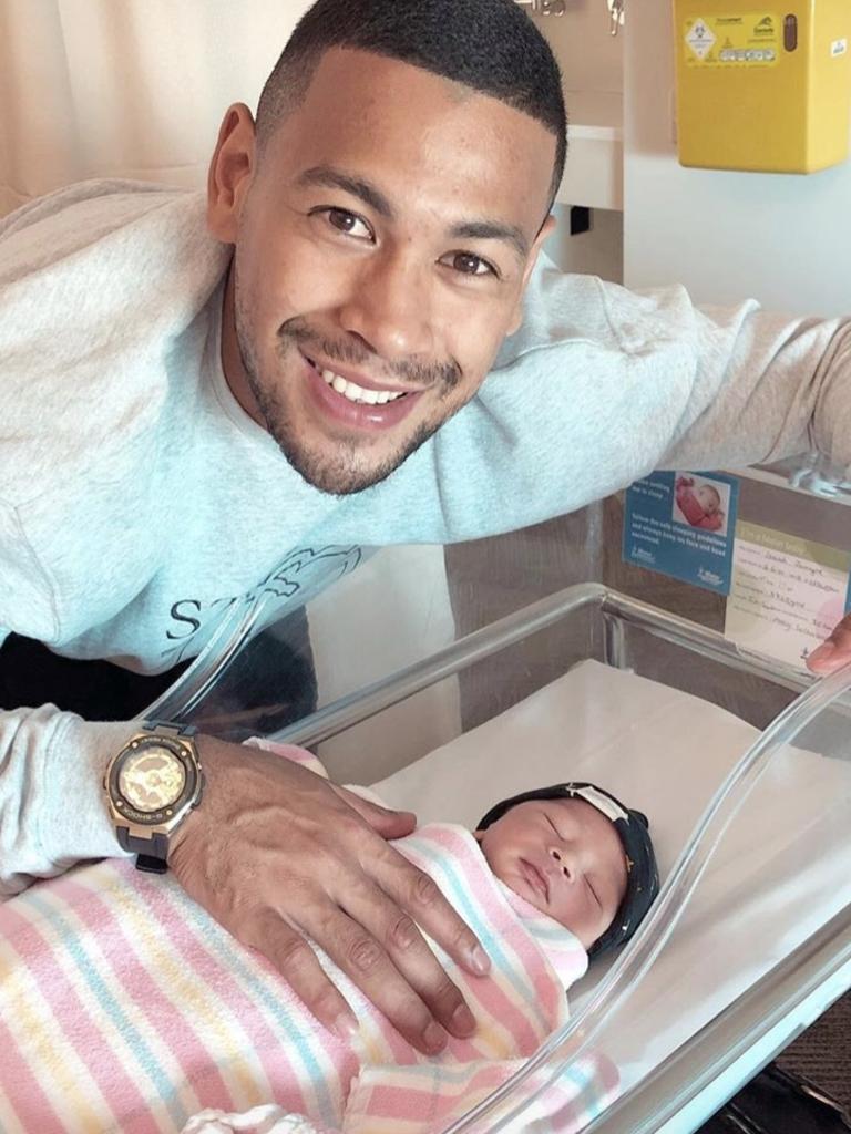 Jamayne Isaako with son Isaiah. Picture: Instagram/@abbysuth