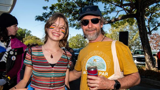 Marjorie Hackenberg and Markus Hackenberg as Pride Parade takes off in Darwin City, 2024. Picture: Pema Tamang Pakhrin