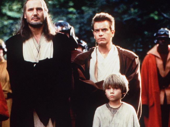 Liam Neeson, Ewan McGregor and Jake Lloyd in The Phantom Menace. Picture: Supplied