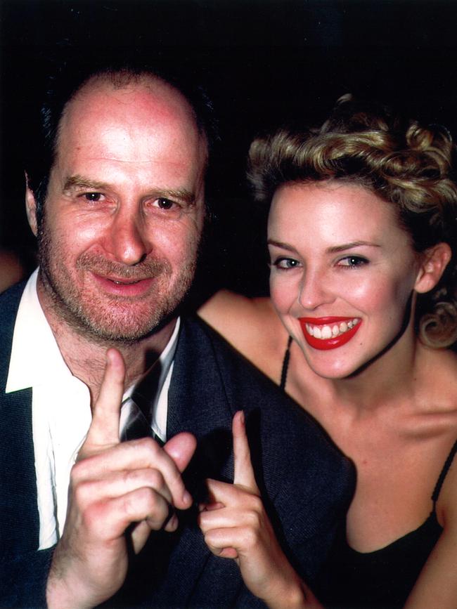 Gudinski with Kylie Minogue in 1994. Picture: Tony Mott