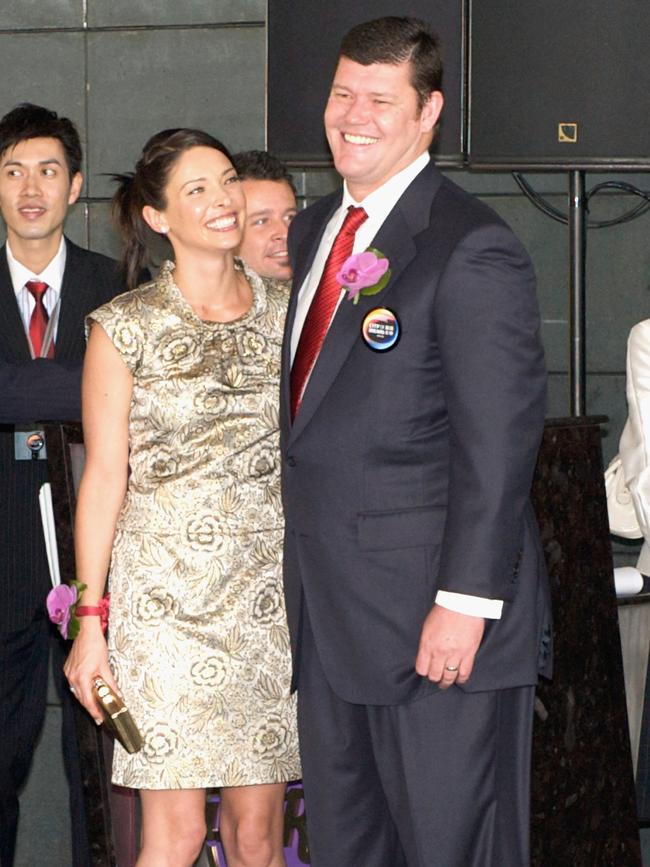 James and Erica Packer at the opening of a Macau casino in 2009. Picture: Victor Fraile/Getty