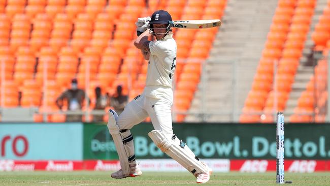 England’s Ben Stokes during day one of the fourth Test against India in Ahmedabad. Picture: Getty Images