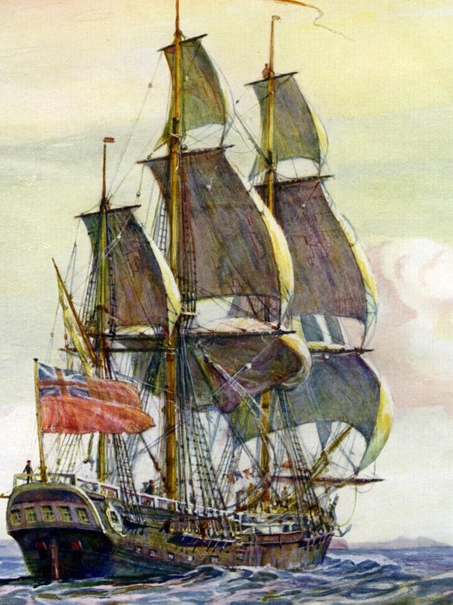 A sketch of HMS Endeavour. Picture: Supplied