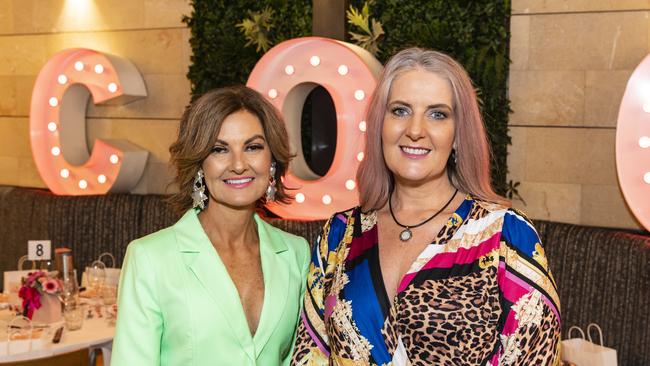 Leesa Siebenhausen (left) and Melinda Wendland at Fitzy's Colour of Change luncheon raising funds for local breast cancer support, Thursday, May 26, 2022. Picture: Kevin Farmer