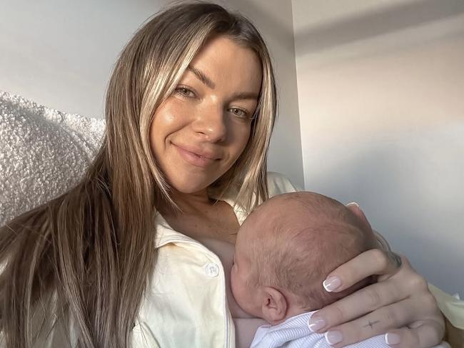 Tahnee Leeson with her newborn son Arlo