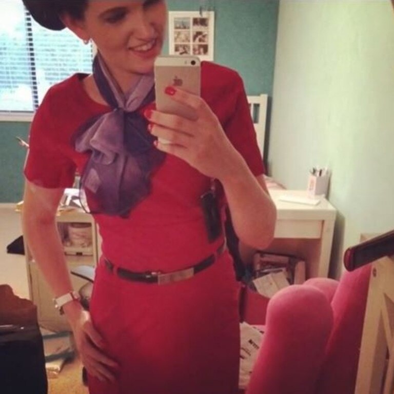 The 30-year-old when she was a cabin crew member. Picture: TikTok/qu13nb