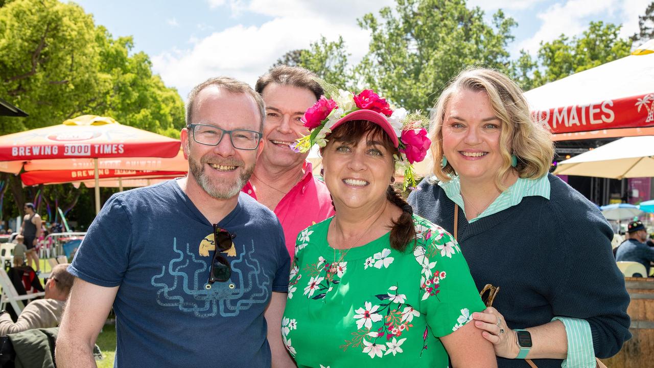 Stuart Creegan (left), Adam Hamitlon, Dene Creegan and Melissa Welsh, Toowoomba Carnival of Flowers Festival of Food and Wine, Saturday, September 14th, 2024. Picture: Bev Lacey