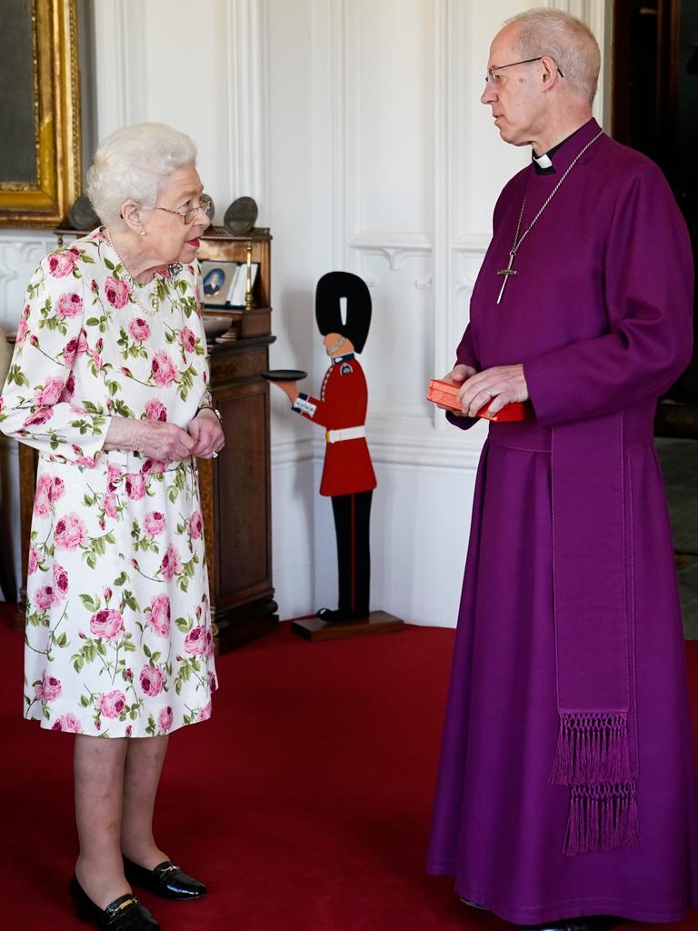 The Queen meets the Archbishop of Canterbury Justin Welby at Windsor Castle on June 21. Picture: Andrew Matthews/WPA Pool/Getty Images