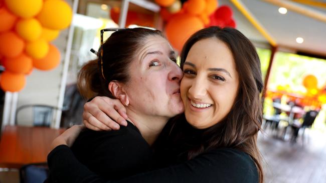 Larissa Takchi with her aunt Lorraine Solomon at Wild Pear Cafe in Dural after she won MasterChef. Picture: Angelo Velardo