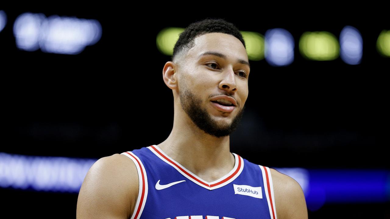 MIAMI, FLORIDA - APRIL 09: Ben Simmons #25 of the Philadelphia 76ers looks on against the Miami Heat during the second half at American Airlines Arena on April 09, 2019 in Miami, Florida. NOTE TO USER: User expressly acknowledges and agrees that, by downloading and or using this photograph, User is consenting to the terms and conditions of the Getty Images License Agreement. (Photo by Michael Reaves/Getty Images)