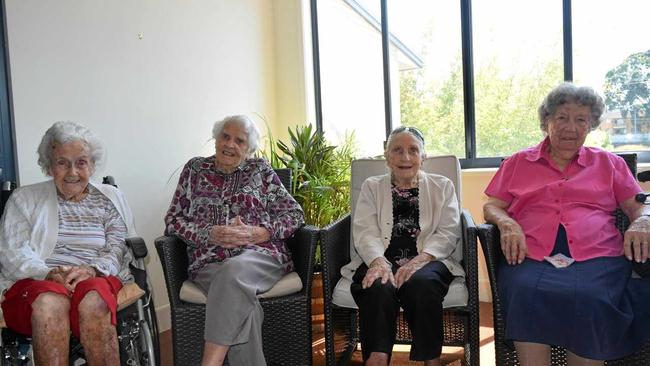 100 YEARS YOUNG: From left, Iris Allen, Phyllis Bender, Jean Bannister and Emily McNamara are all centenarians, having turned 100 this year. Picture: Jackie Munro