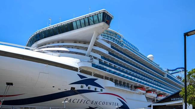 The Pacific Encounter is seen at the Cruiseliner terminal on Friday. Picture Emily Barker