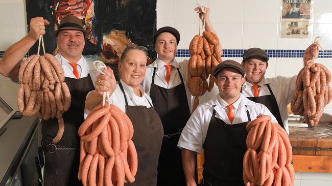 The team from Purebred Meats with their popular snags, which will fly out the door over the long weekend.