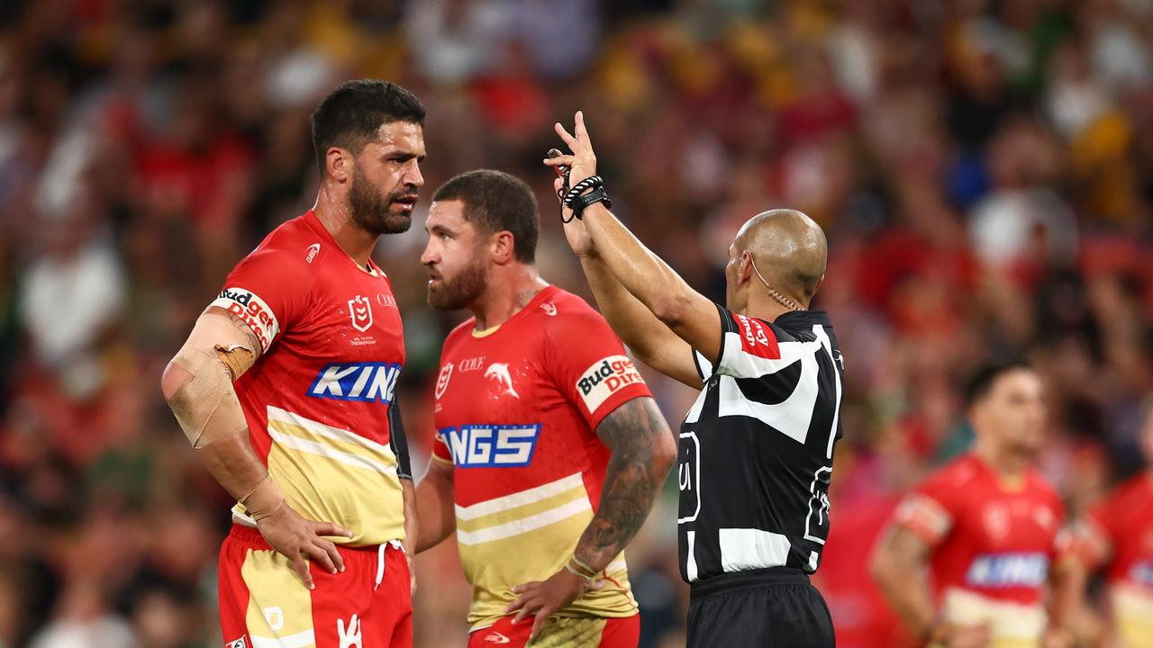 Kenny Bromwich of the Dolphins is sent off for 10. (Photo by Chris Hyde/Getty Images)