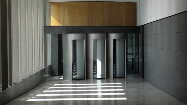 Biometrically-controlled doors leading into ASIO's headquarters in Canberra. Picture: Supplied