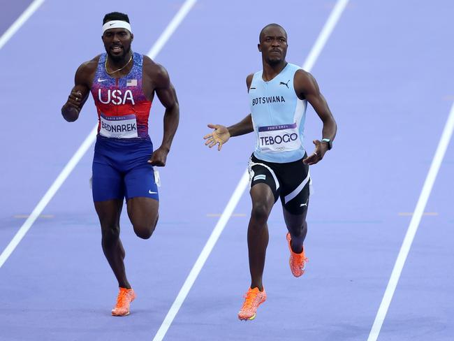 etsile Tebogo of Botswana wins the men’s 200m final. Picture: Michael Steele/Getty Images