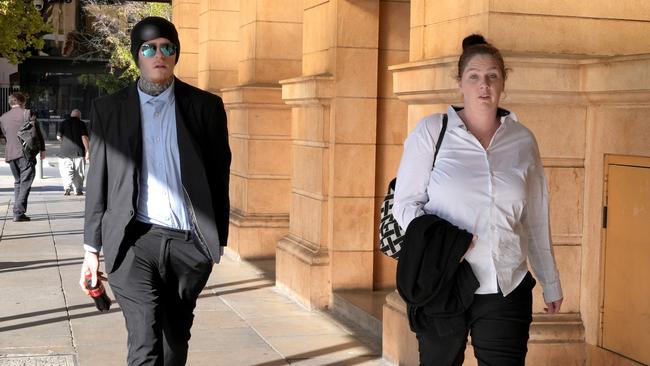 Starr Cahill and Brodie Tull arriving at the District Court where they are facing charges of criminal neglect. Picture: Dean Martin