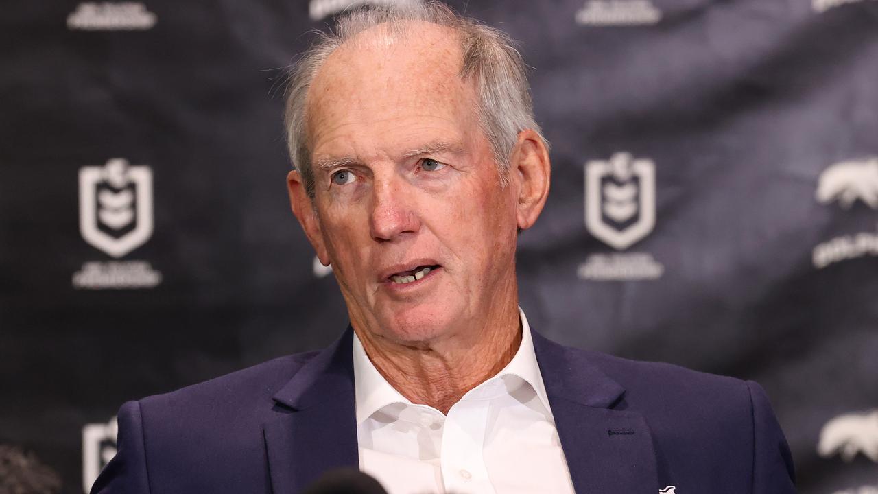 Wayne Bennett's first Dolphins press conference, Redcliffe. Picture: Liam Kidston