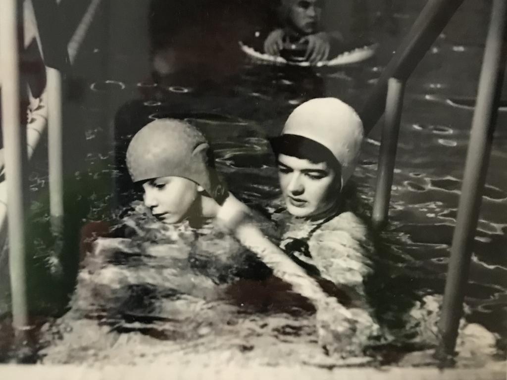 Shirley Owen, then aged 24, treating a Danish boy afflicted with Polio in a hospital hydrotherapy pool at Helsinger in 1953.