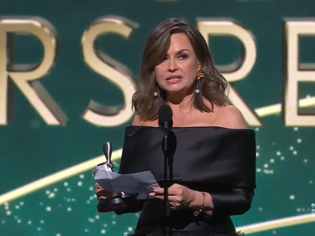 Lisa Wilkinson accepted the Logie award saying the interview was the most important work she's ever done. Picture: Channel 9