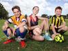 Pictured at Lilli Pilli Oval in Caringbah is Finn Thearle, Lily Thearle and Hugh Thearle.
They are looking forward to an undisrupted season winter sport that hopefully wont be affected by cover restrictions.
Picture: Richard Dobson