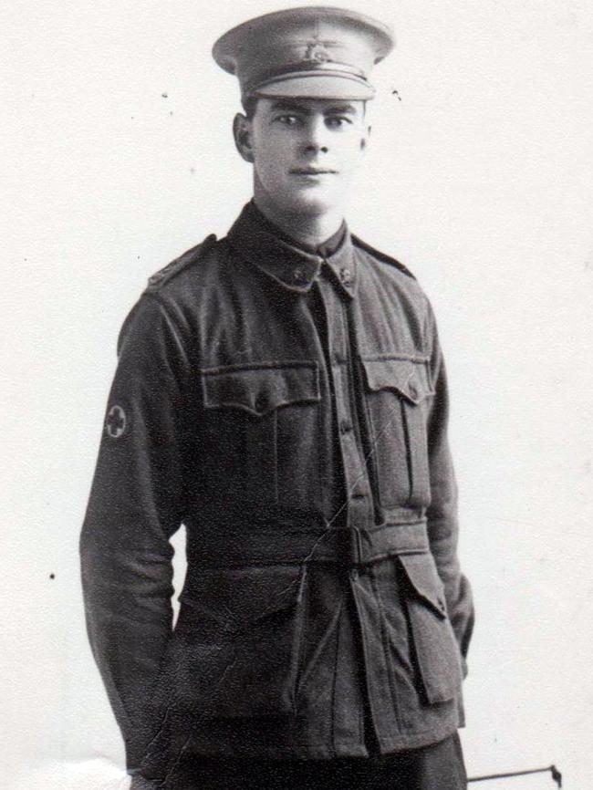 “This is my grandfather James Lynch. Starting as a Corporal at the age of 21 years in the AIF. Jim joined in 30/7/1915 and returned to Australia 10/6/1919. 8th field Ambulance then transferring to 4th Field Ambulance Acting-Sargeant. James Lynch received the Military Medal. The following recommendation taken from the records at the Australian War Memorial ‘For outstanding and devotion to duty while cleaning wounded during operations on 11 and 12 April, 1917, Australian attack on Hindelburg line, near Bullecourt. He worked for 21 hours over a track continuously under shellfire organising fresh stretcher parties, carrying wounded himself and heartening the men. He set a magnificent example to his comrades. This NCO has done most excellent work on many other occasions’. Recommended by J.B.St Vincent Welsh Lieutenant Colonel, 13th Australian Field Ambulance.” Picture: Supplied by Maryanne Fardy