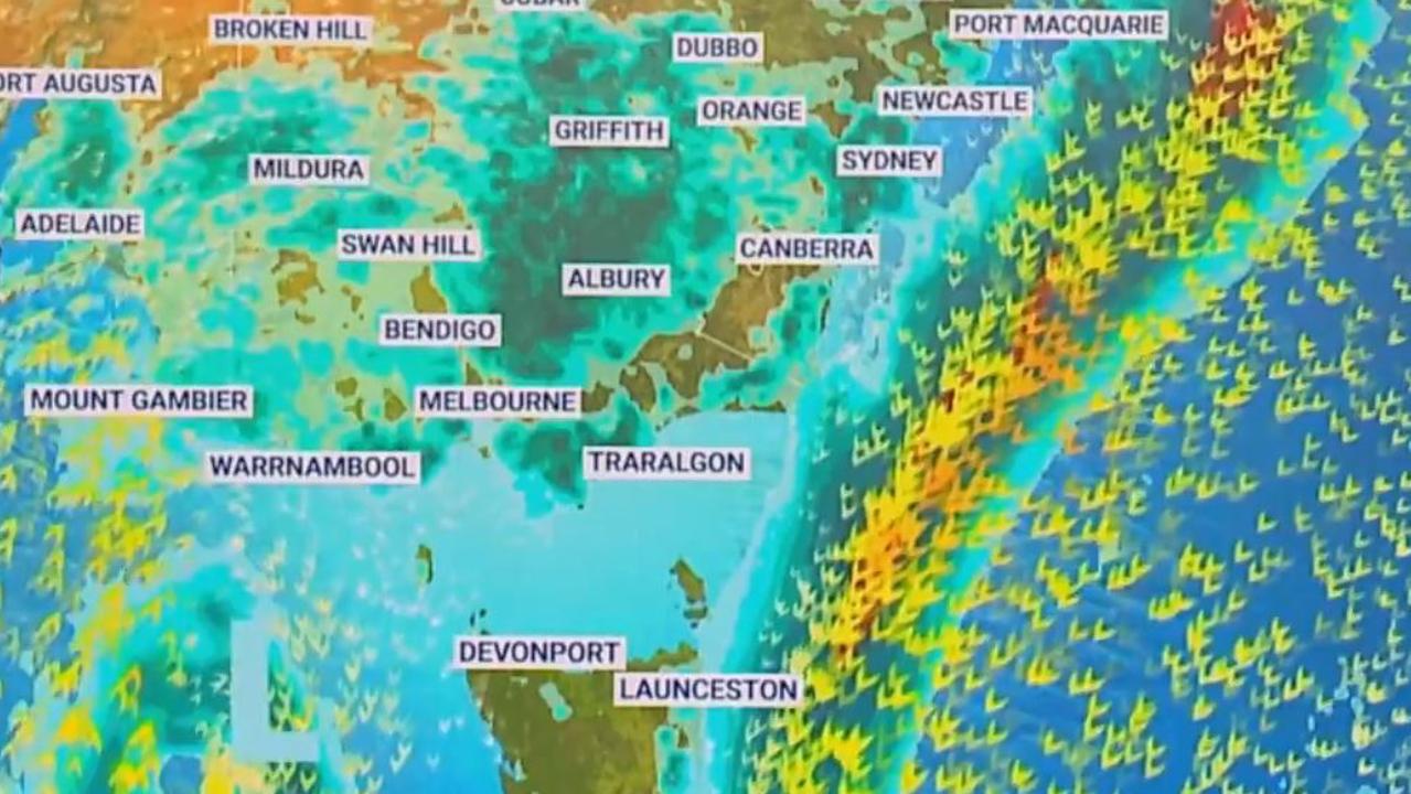 Thunderstorms target the south of Australia on Wednesday. Picture: Sky News