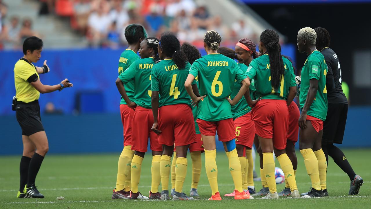 The Cameroon players protested after a VAR decision went against them