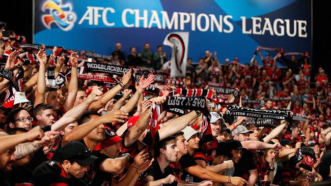 Wanderers fans show their colours following victory. (Getty Images)