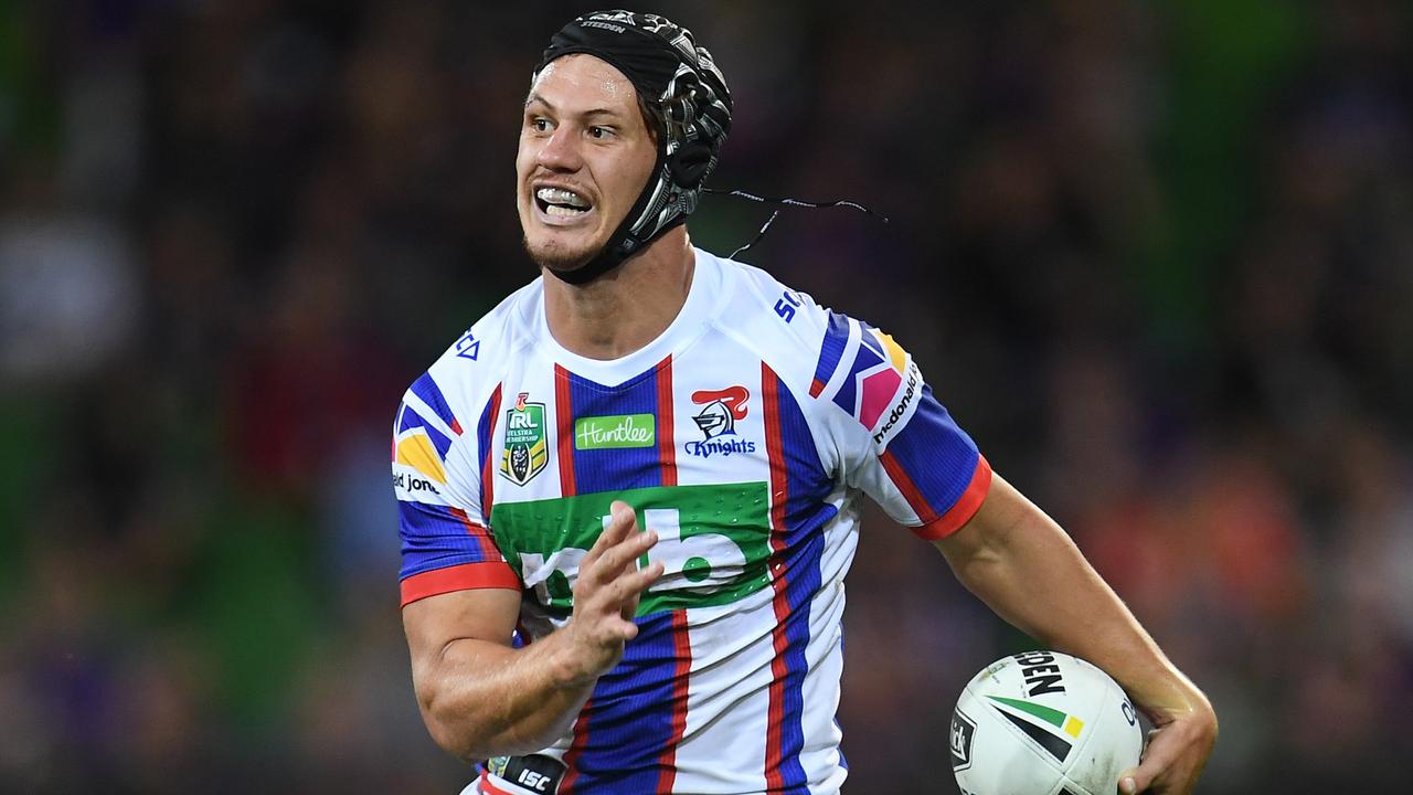 Kalyn Ponga on the fly for the Knights.