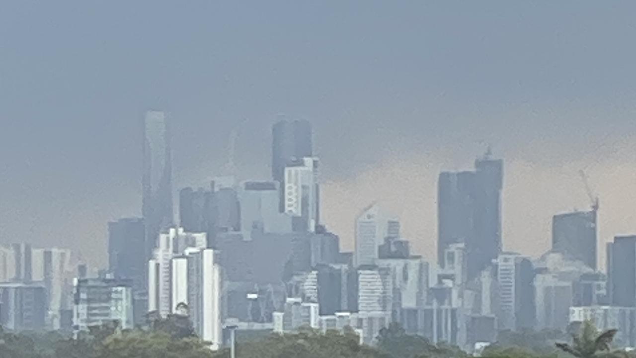 Dark clouds over Brisbane city.